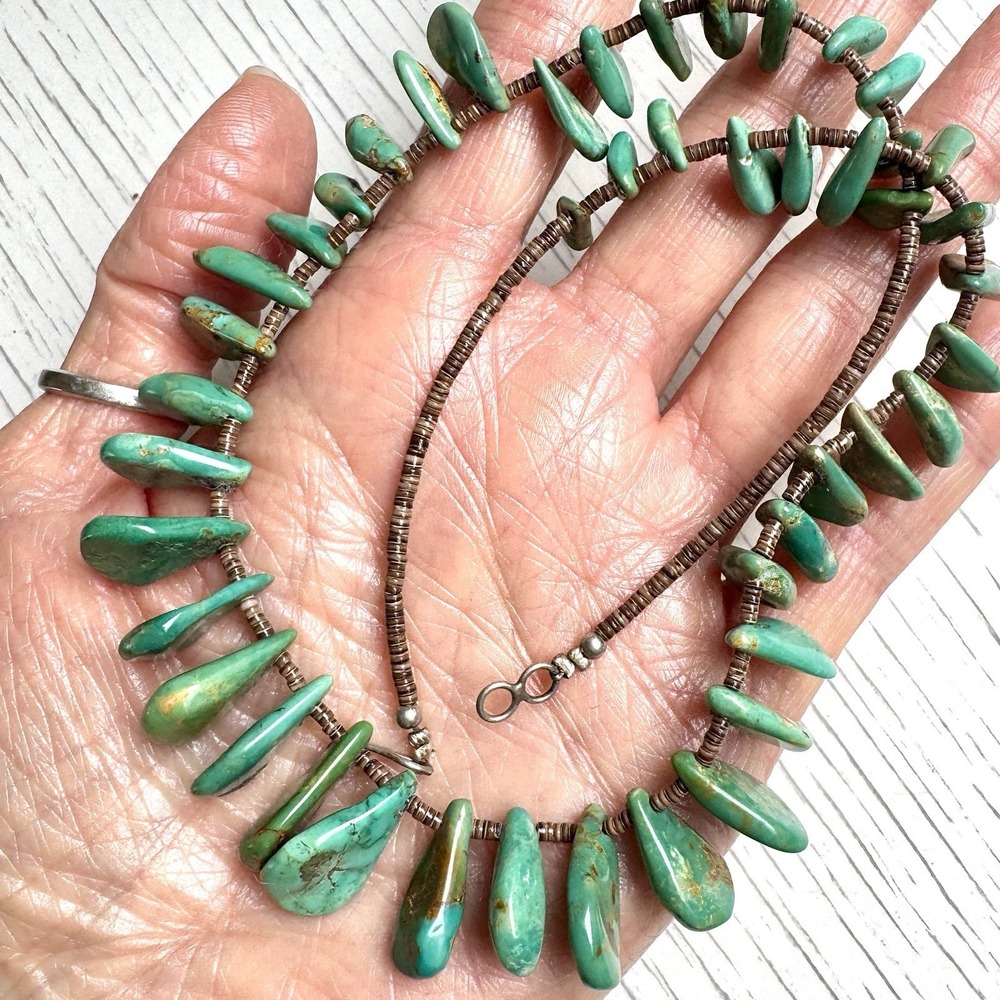 VTG Royston Tab Necklace Santo Domingo Strand 18in Graduated Slab 38g Heishi